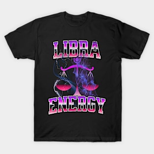 Libra Energy Retro Lightning Zodiac Sign Birthday Astrology T-Shirt